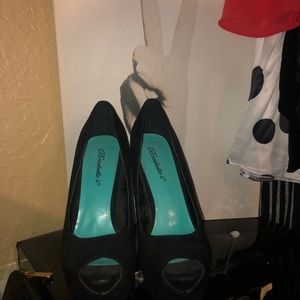 Breckelles Shoes - Black and Mint Studded Peep Toe Breckelles Breckelles Shoes - Black and Mint Studded Peep Toe Breckelles